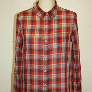 PAPER BOY RED PLAID LONG SLEEVE SHIRT TOP BLOUSE - MEDIUM 4 6